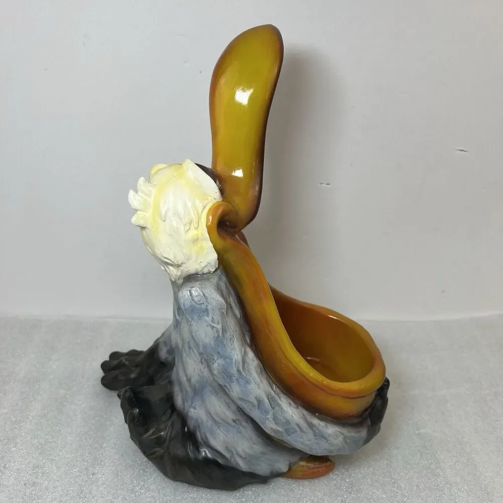 Vtg Pelican Wine Bottle Holder W Cork Topper Tabletop Decoration 12” Beach Decor